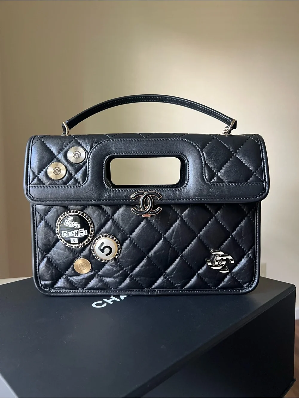 Chanel Charms Handle Cut Flap bag